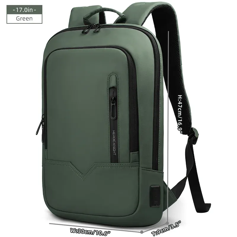 heroic knight mince homme travail sac à dos multifonctionnel mode 15.6 pouces sac à dos pour ordinateur portable décontracté étanche voyage d'affaires sac à dos