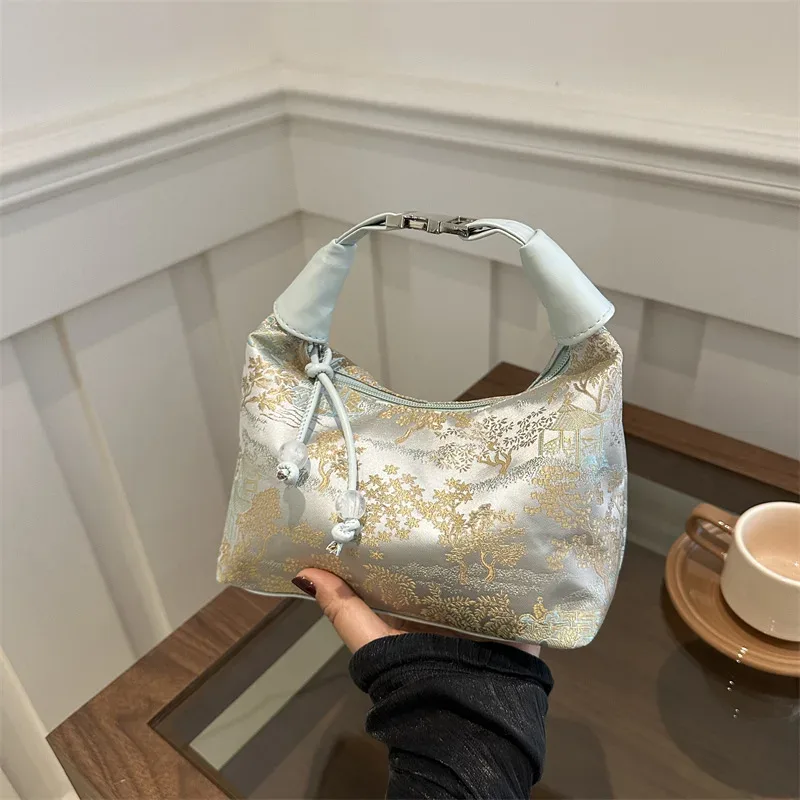 sacs de luxe design femme doux broderie sac à bandoulière texture en nylon perle pendentif bandoulière sac à main seau sac à main femmes fille