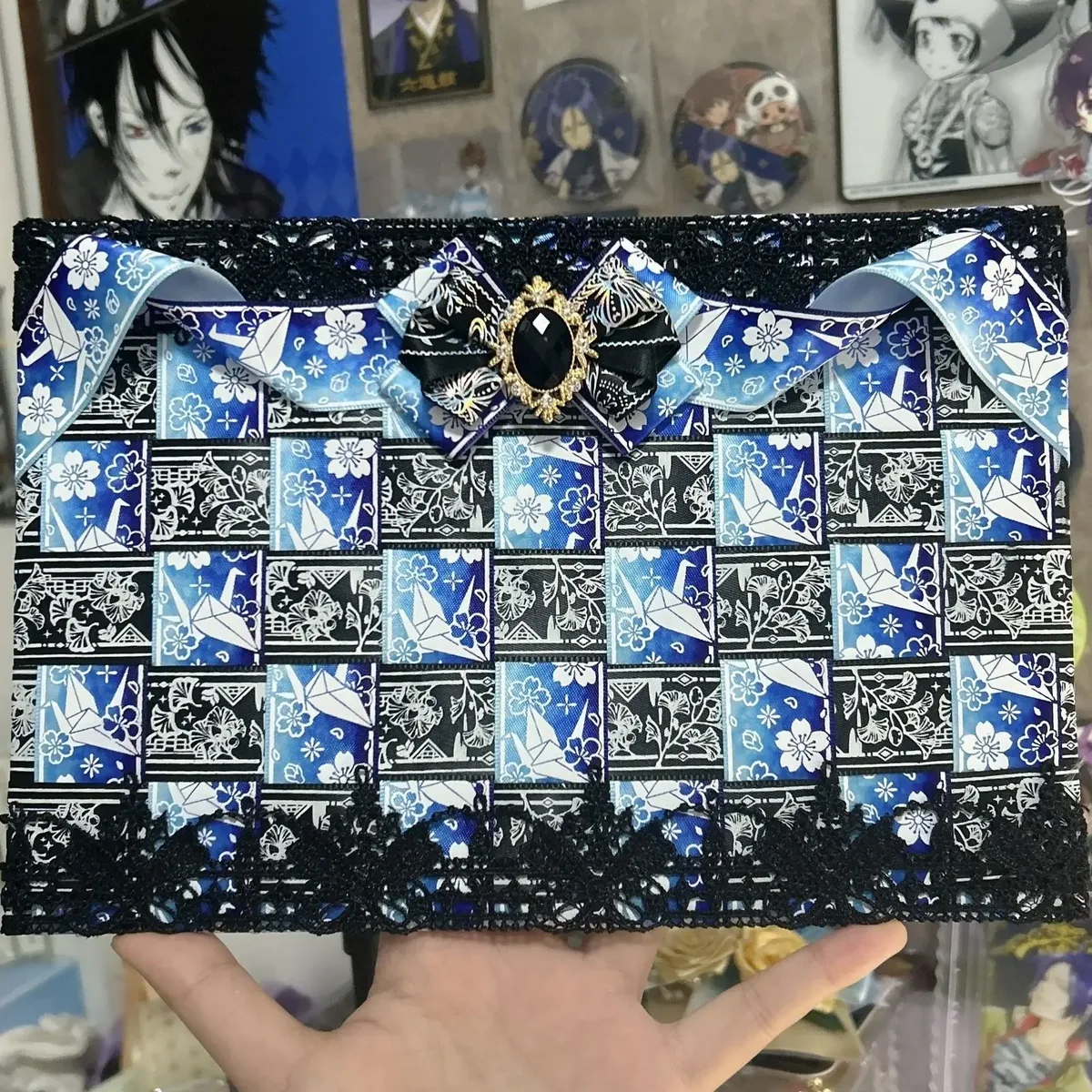 panneau organisateur de cadre pour sac ita, panneau d'insertion de luxe pour sac à dos avec badges, panneau d'affichage de badges cosplay en ruban et dentelle, porte-cartes pour sac ita