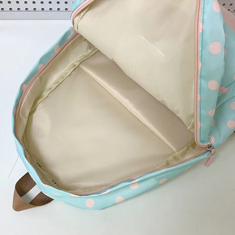 sac à dos d'école coréen vintage à pois, léger, pour voyage, décontracté, pour femmes et étudiantes, grande capacité