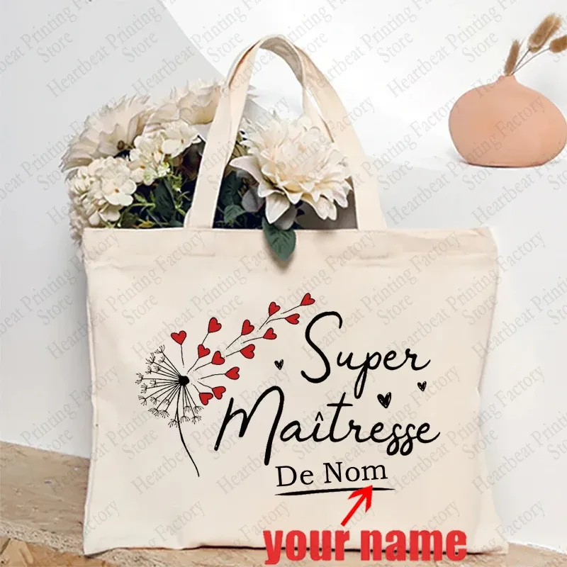 sac fourre-tout d'appréciation floral personnalisé pour enseignants avec nom personnalisé - sac à bandoulière cadeau éducatifs cadeaux de fin de l'année scolaire
