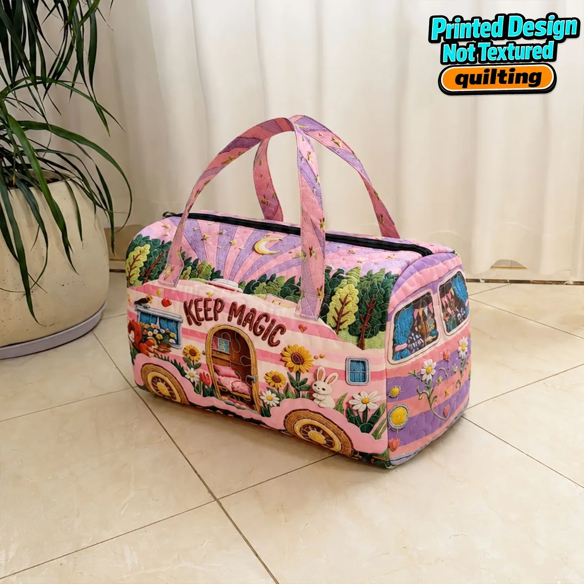grand sac en toile matelassée – sac de voyage en tissu matelassé 3d – sac de voyage pour les courts trajets.