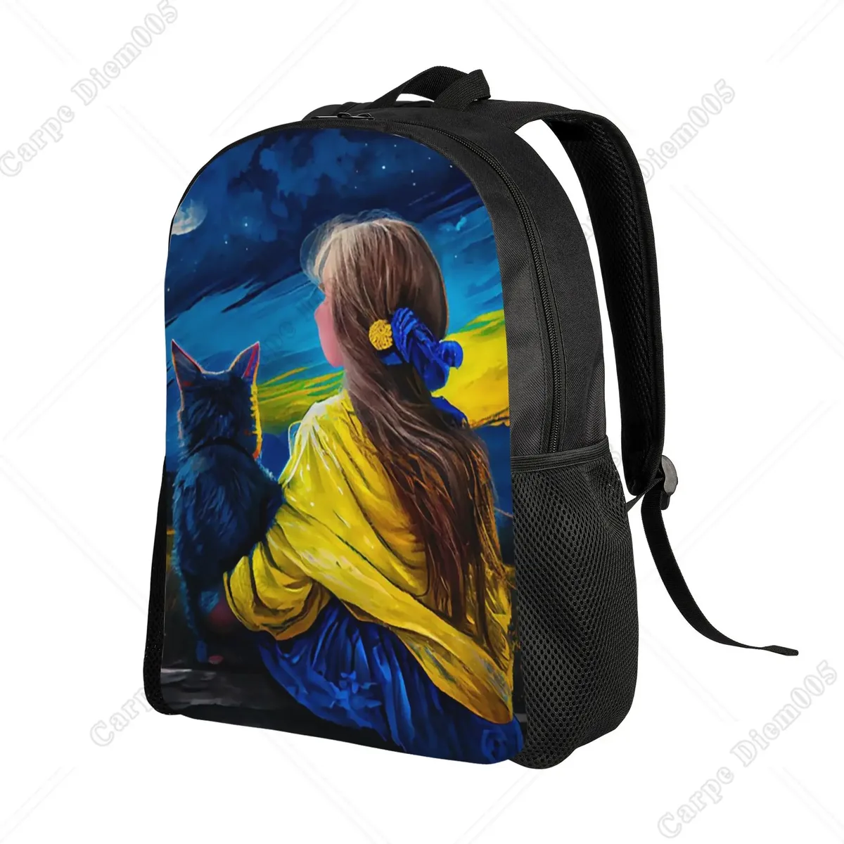 sac à dos de peinture d'interconnexion de sensation d'ukraine, sacs d'école, sacs de voyage d'université, convient pour ordinateur portable de 15 pouces, polyester unisexe avec fermeture à glissière