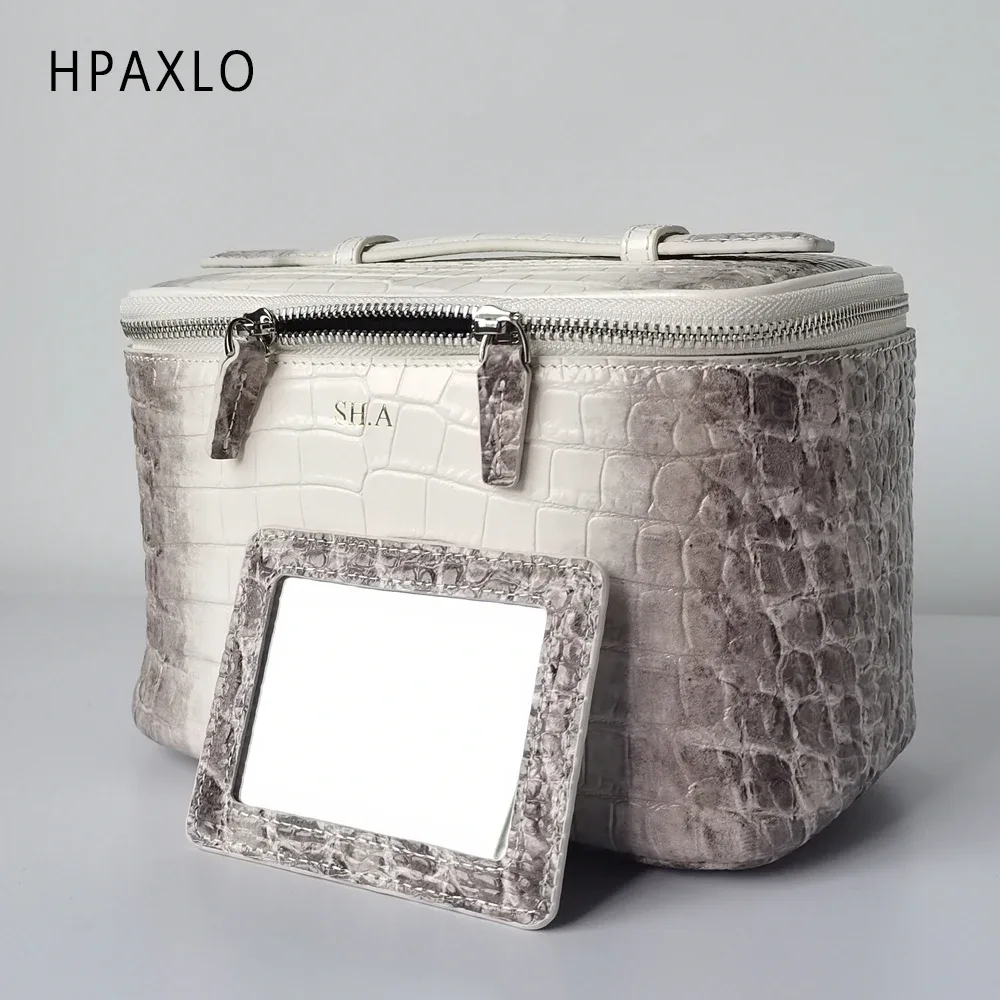 sac à cosmétiques en cuir pour femmes, organiseur de toilette de voyage, cuir véritable de haute qualité, trousse de maquillage de luxe, pratique, grande capacité
