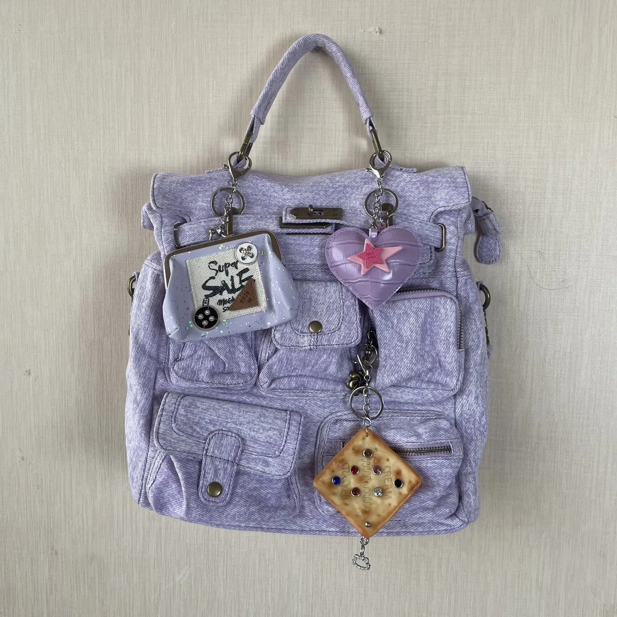 original marque de créateur lavage denim épice fille mignon rétro sac à dos faire vieux sac à dos cartable ordinateur sacs pour les femmes