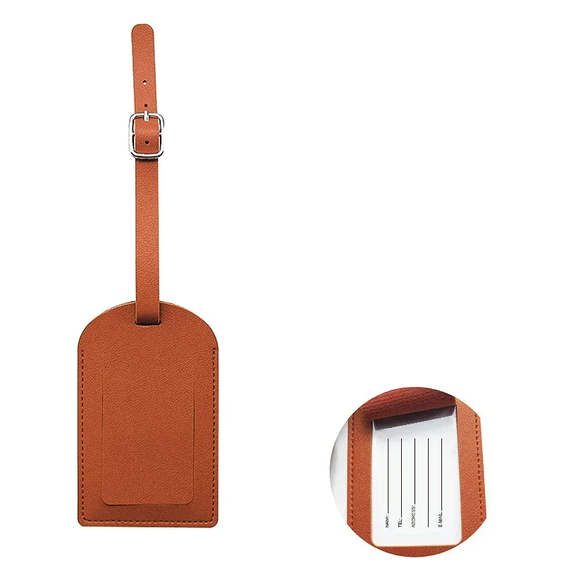 étiquette de bagage en cuir pu pour valise, idéale pour femmes et hommes, porte-nom et adresse, accessoire d'identification de bagage