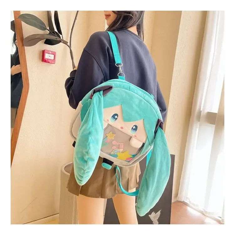 sac à dos en peluche doux hatsune miku, sac à personnage d'anime kawaii, itabag, adorable sac à bandoulière de dessin animé pour les fans, usage quotidien