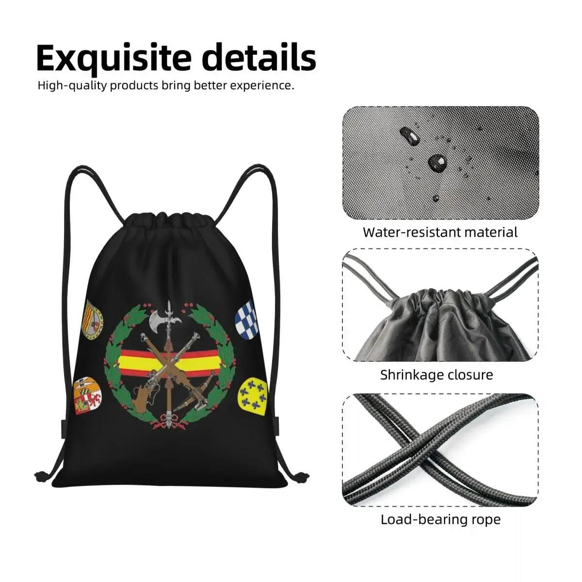 sacs à cordon personnalisés de la légion espagnole pour le shopping, sacs à dos de yoga pour femmes et hommes, sac de sport avec armoiries d'espagne