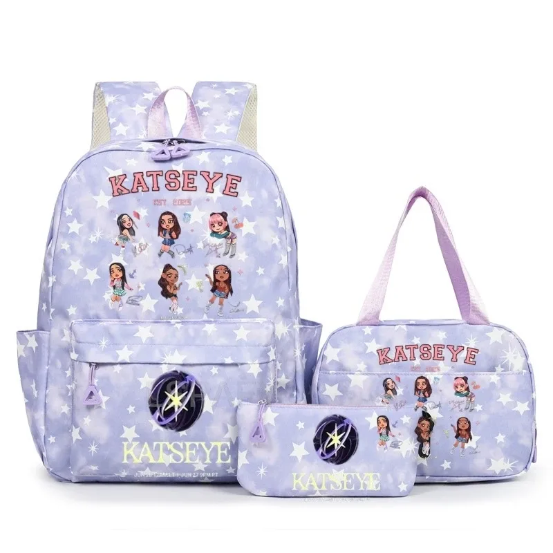 sac à dos amusant katseye pour adolescents, sac de voyage à double bandoulière, sac à crayons, sac à déjeuner, sac à livres décontracté pour étudiants, sac d'école pour filles, grande capacité, mochila