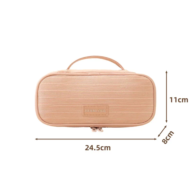 nouvelle trousse de maquillage en velours côtelé 2026 pour femme, grande capacité, sac carré multifonctionnel en velours pour soins de la peau, sac de rangement portable