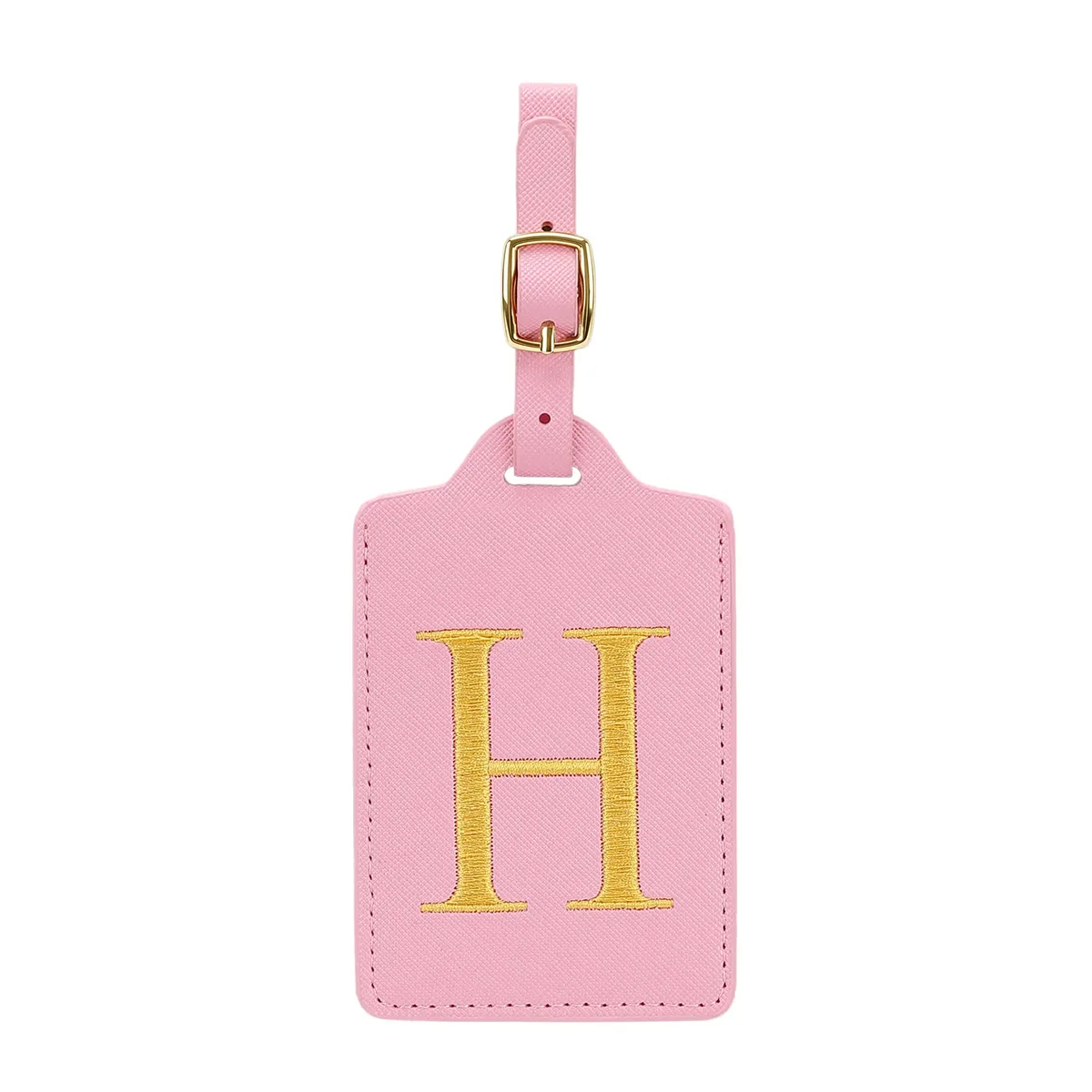 étiquettes de bagages miyin 26 lettres en cuir pu pour valises, protection de la vie privée, accessoires de voyage essentiels, rose