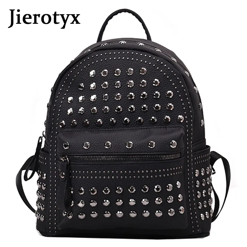 JIEROTYX 2021 nouveauté Preppy loisirs sac à dos femmes sacs à dos décontractés femmes solide fermeture éclair Rivet sacs à bandoulière solide offre spéciale