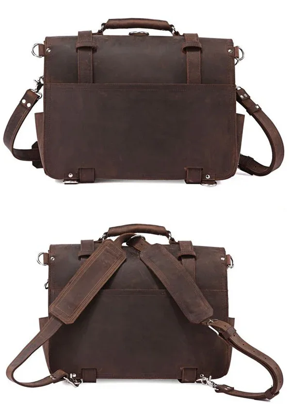 porte-documents en cuir véritable crazy horse vintage pour homme, sac d'affaires, grand porte-documents en cuir, sac à bandoulière pour ordinateur portable 17 pouces, sac de bureau