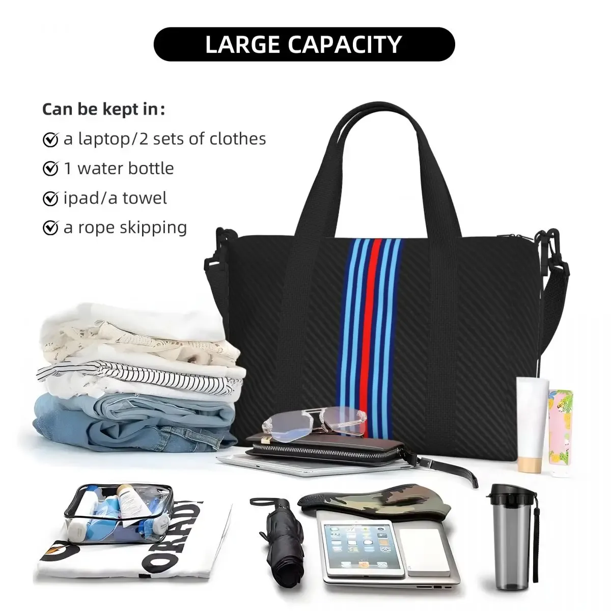 m-martini racing sac de voyage pour homme et femme, bagage à main de grande capacité, sac de sport et de fitness, ensemble de voyage