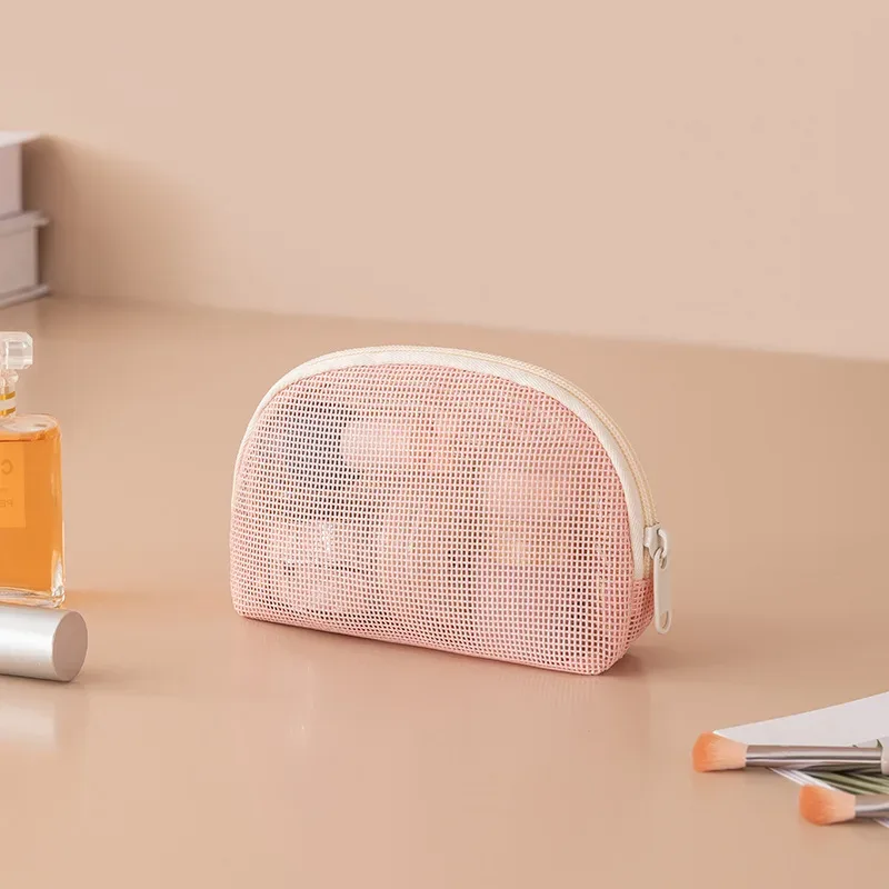 ensemble de trousses de maquillage en maille respirante 3 pièces, organiseur de toilette portable de voyage, rangement cosmétique étanche pour femmes et filles