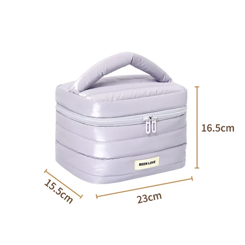 trousse toilette coton composite fermeture éclair violet argent noir voyage multi compartiments cosmétiques maquillage