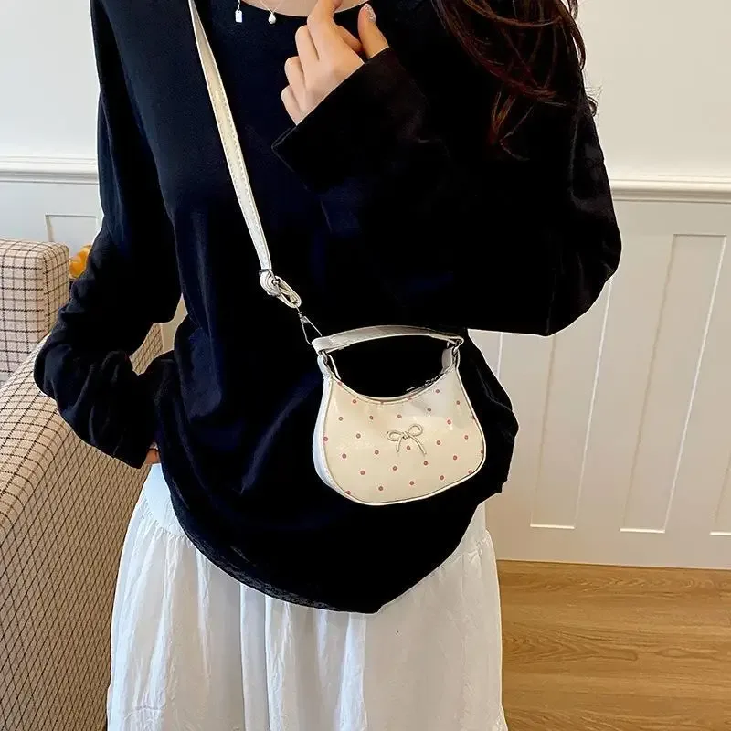 mini sac à rouge à lèvres nœud papillon, nouvelle collection printemps, style coréen, sac à main à pois et perles, sac bandoulière de luxe en cuir pu pour loisirs et voyage