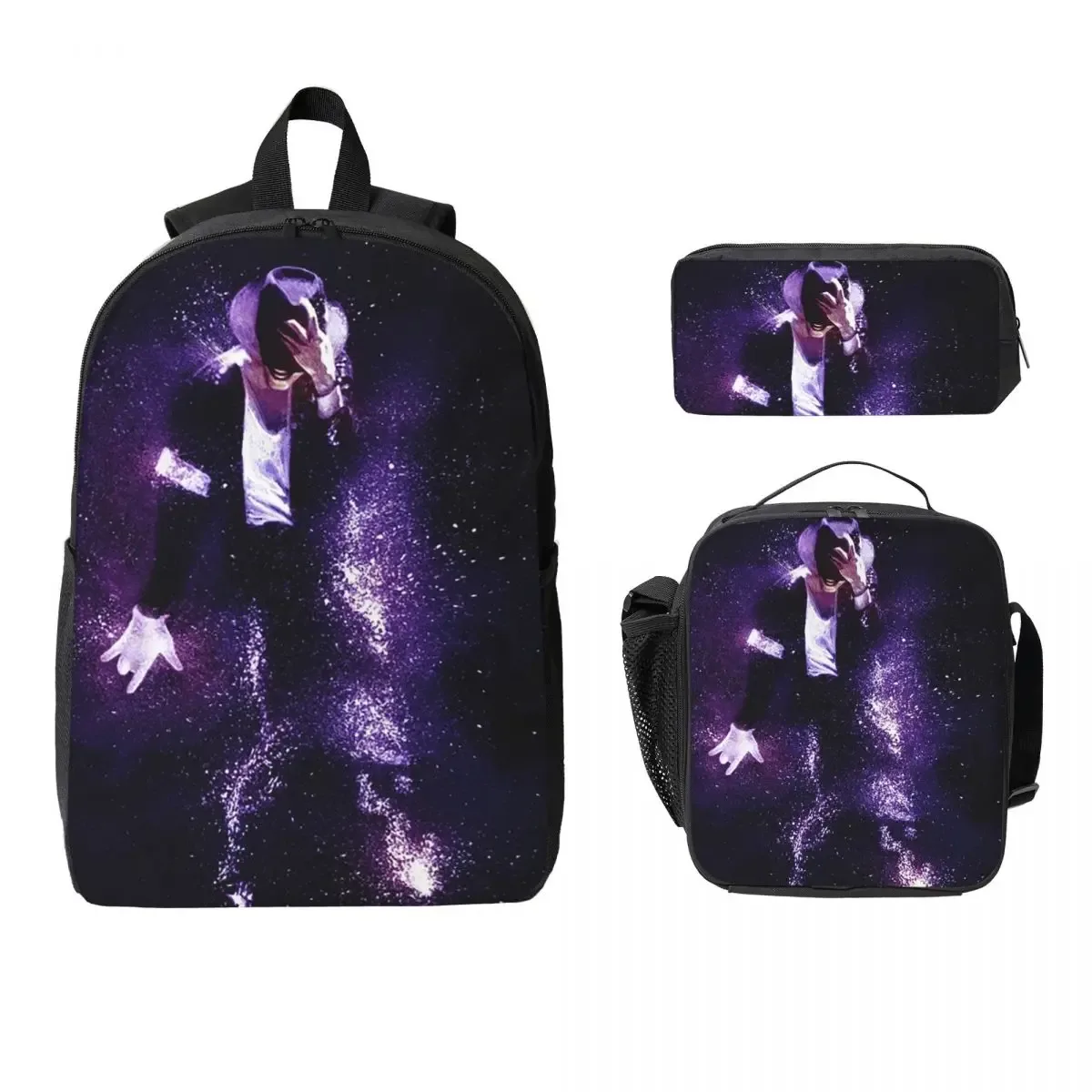 sac à dos michael jackson pour étudiants, sac d'école, sacs à bandoulière pour ordinateur, sac à déjeuner isotherme 3ps, trousse à crayons