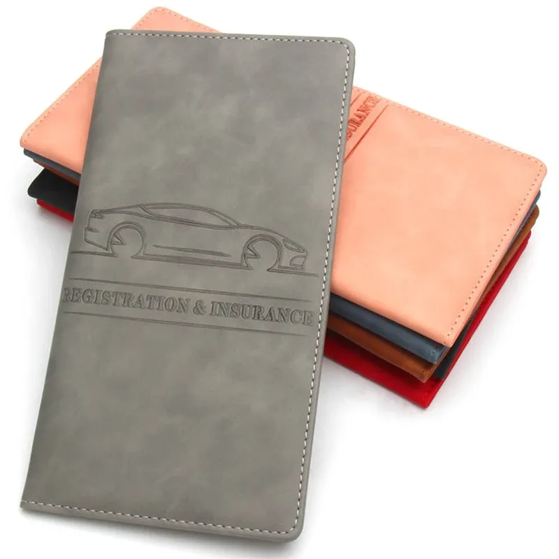 porte-assurance d'enregistrement de voiture, couverture de permis de conduire, documents automobiles en cuir, sac de rangement de permis de conduire, porte-carte de crédit