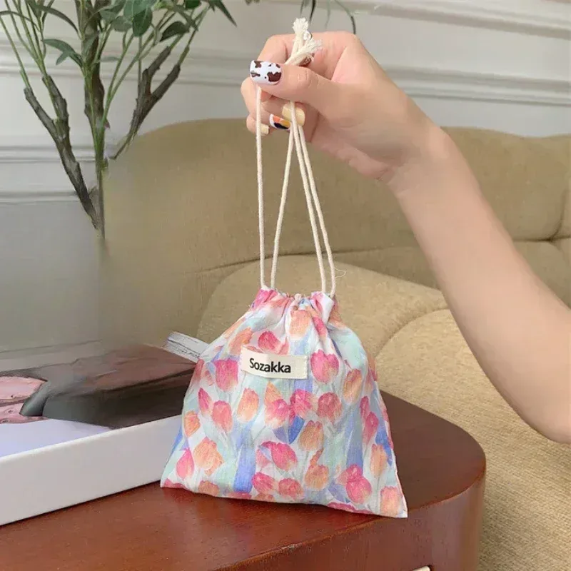 sac de rangement kawaii grill floral proximity wstring, sac à main cosmétique pour femmes, portefeuille de maquillage, petites poudres