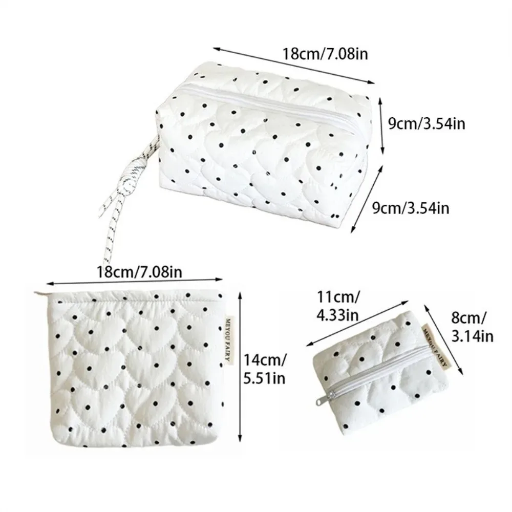 pochette de maquillage matelassée à pois, ultralégère, grande capacité, pochette cosmétique portable, sac à rouge à lèvres de voyage