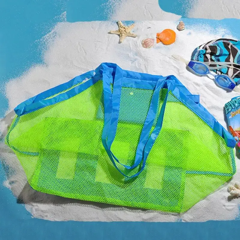 sac de rangement pliable et portable pour jouets de plage, outil de fouille de sable pour enfants, en maille, style moderne et simple