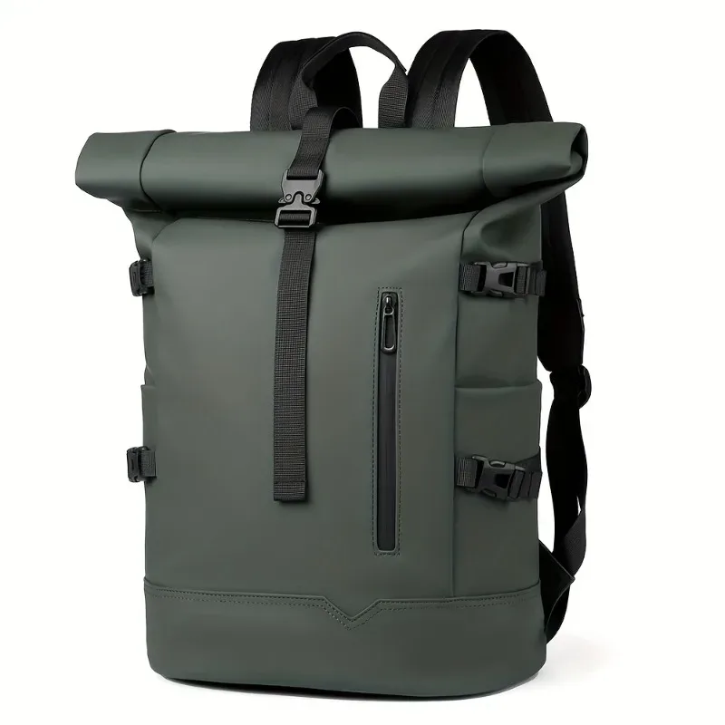 sac à dos enroulé à la mode et tendance pour hommes, sac à dos de voyage de grande capacité, sacs à dos d'ordinateur pour les déplacements quotidiens