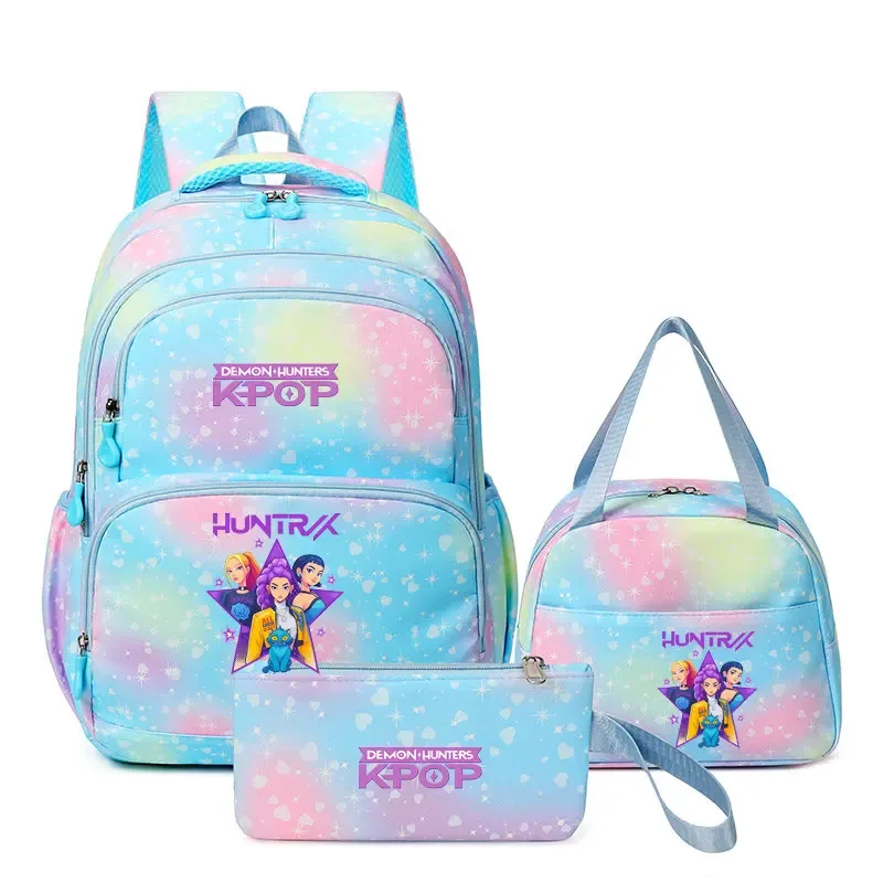 kpop demon hunters – sac à dos pour ordinateur portable pour filles, 3 pièces, sac à dos huntr/x pour adolescents, garçons et femmes, mochila de voyage pour usage quotidien