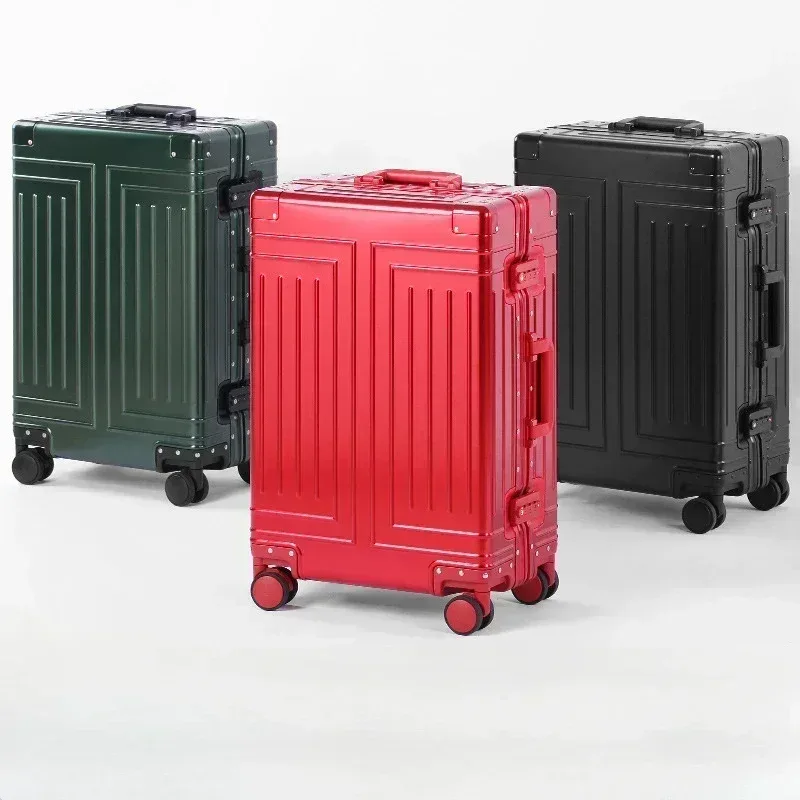 boîte à roulettes, valise argentée de grande capacité, valise en alliage d'aluminium-magnésium, roue universelle