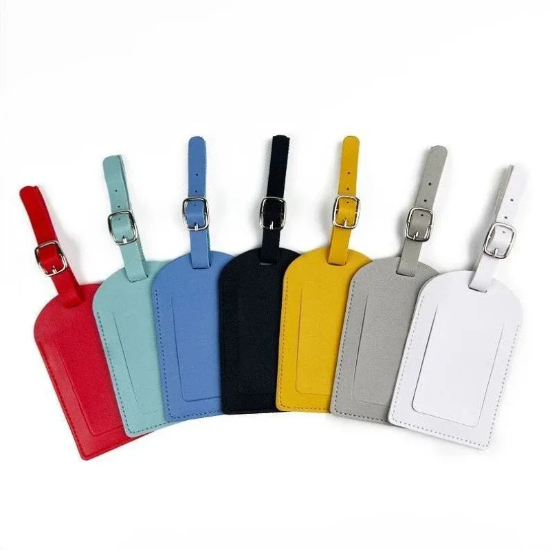étiquettes de bagage en cuir pu pour femmes et hommes, accessoires de voyage, porte-nom et adresse pour valise, étiquettes d'embarquement portables
