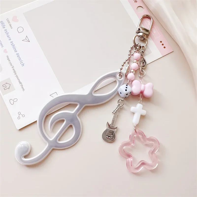 breloque de sac à thème musical y2k, nœud en ruban, porte-clés en forme de cœur, itabag, décoration suspendue pour sac à dos, accessoire cadeau pour adolescentes