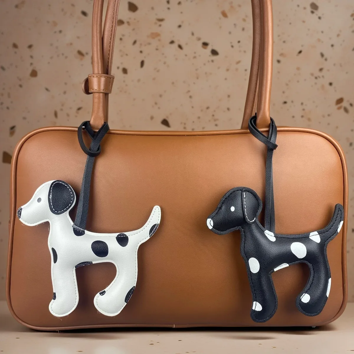 porte-clés en cuir pu dalmatien tacheté, grand breloque pour sac à main, sac à dos, cadeau pour les amoureux des chiens, cuir pu