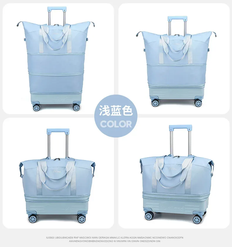 sac de voyage grande capacité à roulettes en tissu oxford, sac de sport à bandoulière, sac à bagages portable extensible et pratique