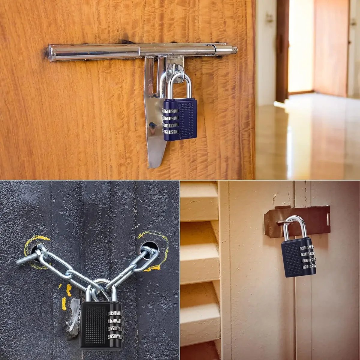 cadenas verrouiller alliage zinc combinaison quatre chiffres sécurité imperméable texturé robuste utilisation voyage protection casier bagage