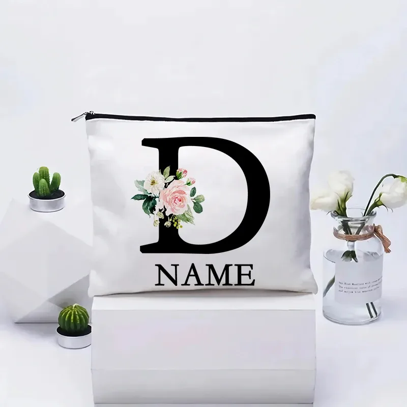 trousse de maquillage personnalisée avec nom, trousse de maquillage de voyage, trousse de maquillage de mariage, pochette cosmétique en toile pour fête, organisateur, cadeaux pour femme