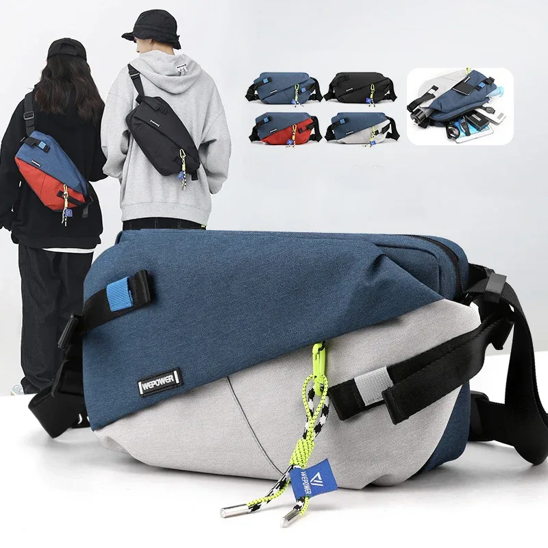 sacs banane en nylon de haute qualité avec empiècements, nouvelle marque 2026, sac de poitrine unisexe, sac bandoulière décontracté pour voyage et extérieur, sacs de ceinture pour hommes