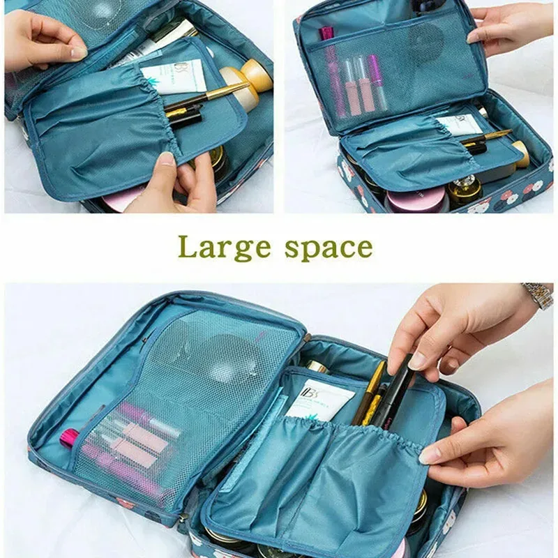 sac de maquillage de voyage multifonctionnel pour filles, organisateur de cosmétiques portable imperméable avec plusieurs compartiments pour femmes