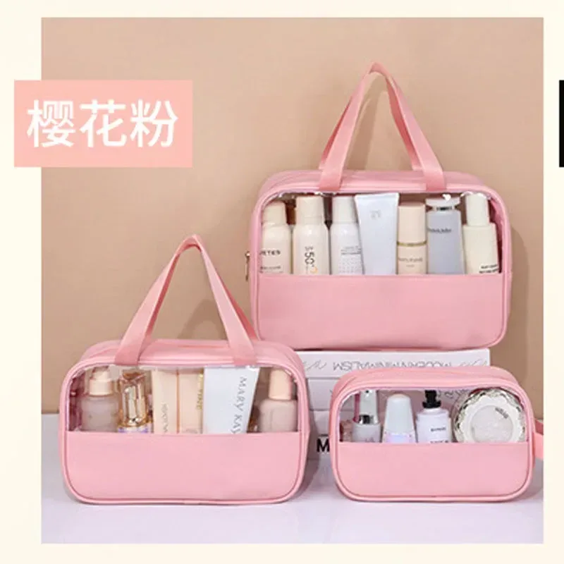 trousse de toilette de voyage portable pour femmes, trousse de maquillage transparente, grande capacité, trousse de bain et de toilette, étui de rangement multifonctionnel et imperméable.