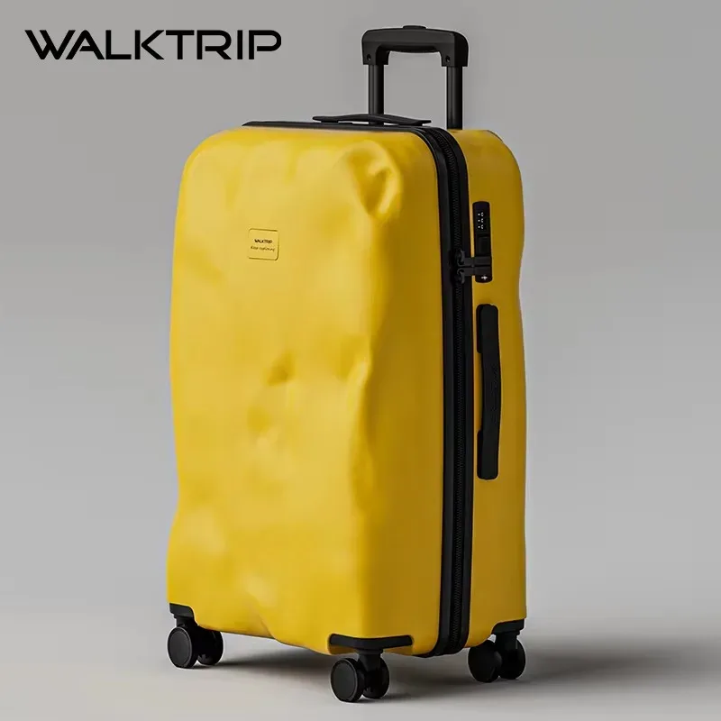 valise créative au design irrégulier cratère de météorite, tendance rétro, bagage à roulettes de voyage 20/24/26/28 pouces avec serrure tsa, en matériau pc