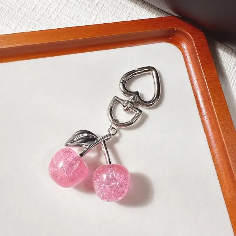 1/2 pièces mode perle cerise dentelle porte-clés chaîne sac charme tressé corde à la mode porte-clés pour sac à dos pendentif accessoires