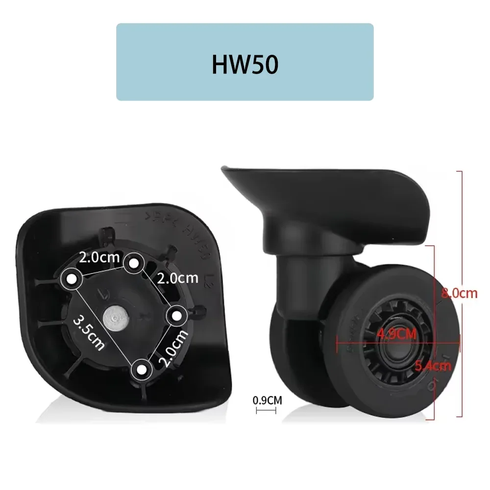 kit de roulettes pivotantes de remplacement hinomoto hw50 pour chariot à bagages, valise, réparation universelle avec roulement silencieux
