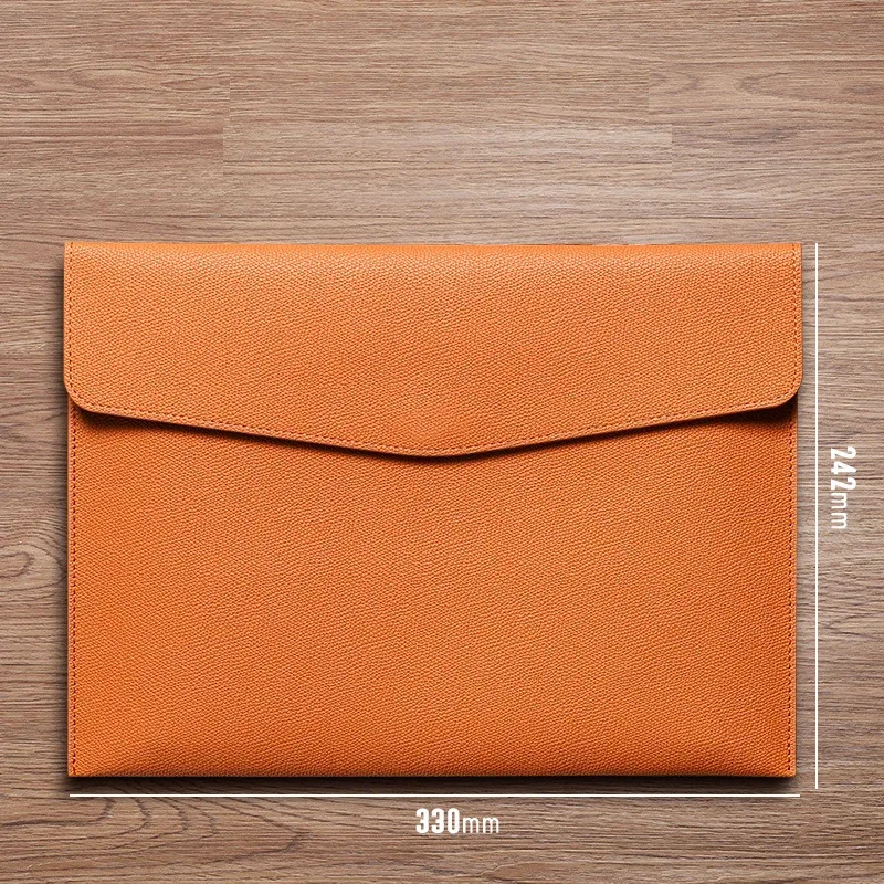pochette cuir vert grainé loquet fermée aimant rectangulaire qualité supérieure usage professionnel voyage business