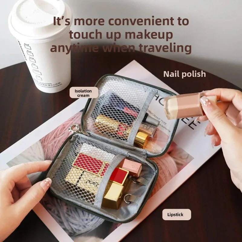 1 pièce - trousse de maquillage portable transparente avec compartiments tactiles, sac de rangement de voyage pour écouteurs bluetooth et chargeurs, sac de rangement pour portefeuille et trousse de toilette