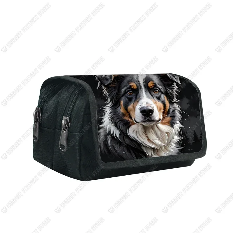 trousse à cosmétiques motif chien d'interconnexion, papeterie de maquillage, troupeau de contribuables allemands, chiots shih tzu, sac à crayons, porte-pinceaux