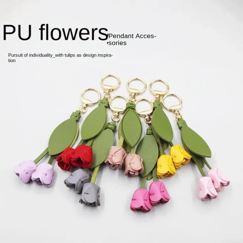 pendentif de sac tulipe douce, style coréen dopamine, décoration de sac à dos fraîche, accessoires assortis au sac, breloques de sac, cordon floral pour femme