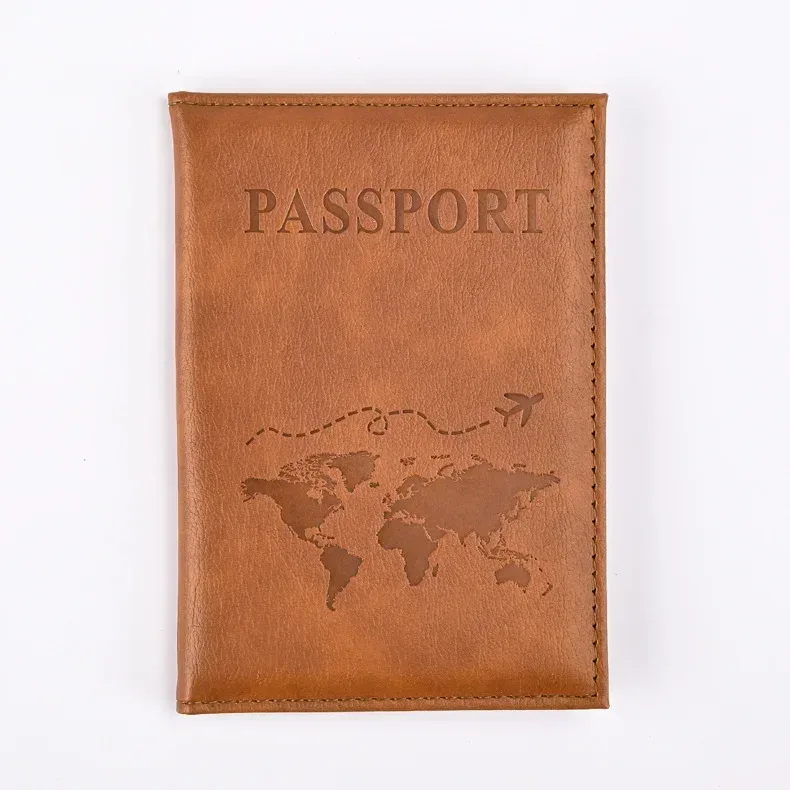 porte-passeport en pu pour femmes, motif de carte, couverture de passeport, portefeuille de voyage, clip pour billet de vol, porte-carte d'identité, accessoires de voyage