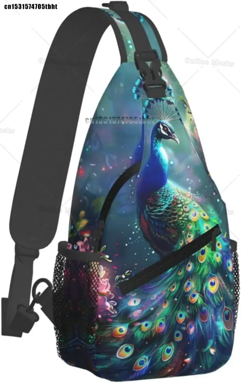 paon sac à bandoulière sac à dos bandoulière beau paon sac à bandoulière sac à dos sac de poitrine voyage randonnée décontracté sport sac à dos