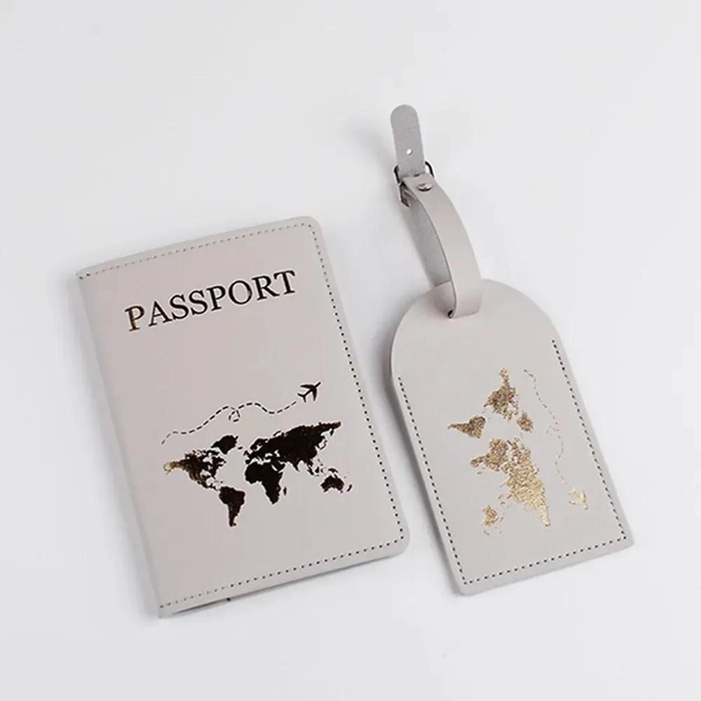 étiquette bagage cuir verni rose carte monde dorée voyage identification passeport porte nom adresse