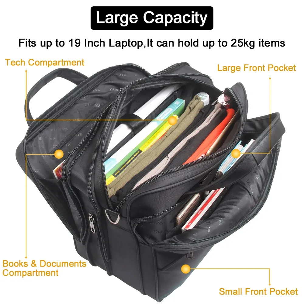 sac d'affaires en toile pour hommes, étui à bombes de grande capacité, 14 pouces, 15.6 pouces, 17 pouces, 19 sacs pour ordinateur portable, sacs initiés, sacs à main messenger