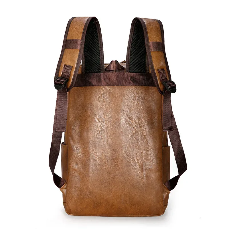 sac à dos de mode pour hommes, sac d'ordinateur en cuir pu de grande capacité, sac de voyage étanche décontracté, sac d'école étanche de grande capacité